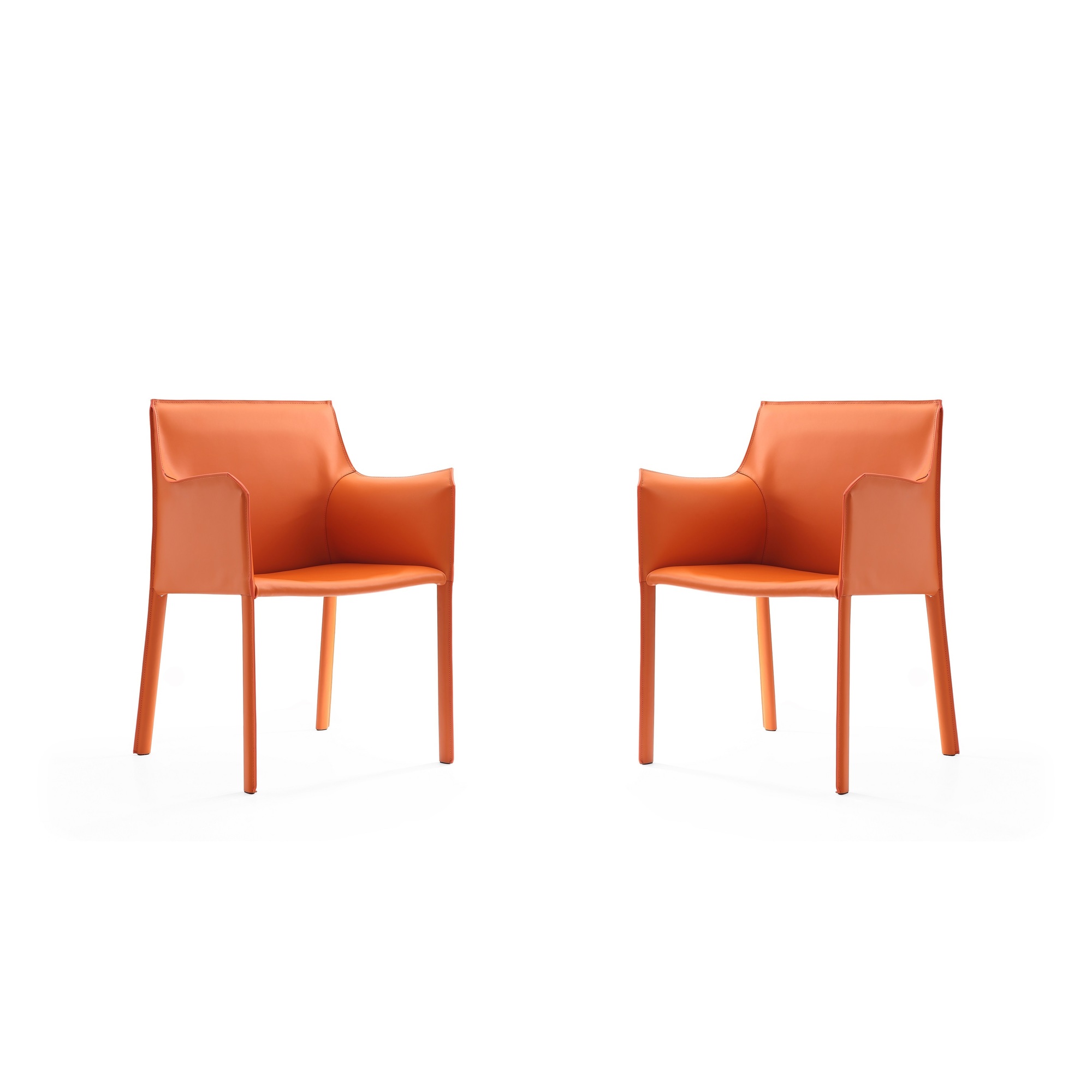 Manhattan Comfort, Paris Coral Saddle Leather Armchair (Set of 2), Primary Color Orange, Included (qty.) 2 Model# 2-DC034